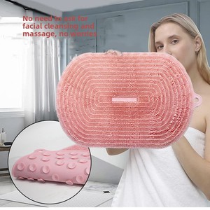 Silicone Integrated Shower Pad with Suction Cups Anti-Slip Bath Mat for Foot & <b>Back</b> Rubbing Wet <b>Scrubbing</b> Tool - Product Image 3