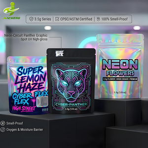 Bolsas Mylar Personalizadas Impresas para Empaque Comestible, a Prueba de Olores, Holográficas, Exóticas, de 3.5g, 7g, 14g, 28g, 1 Libra, Tipo Stand-up - Product Image 4