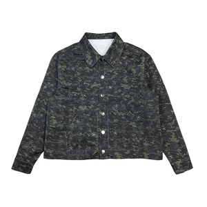 TOPSHOW OEM Custom High Quality <b>Camo</b> Distressed Ripped Vintage Lightweight Canvas for <b>Men</b> Baggy Streetwear <b>men's</b> <b>jackets</b> - Product Image 1