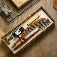 Ensemble de stylos plume et d'encre mécaniques rétro européens pour calligraphie, ensemble de stylos plume scintillants, stylo plume antique pour calligraphie avec encre