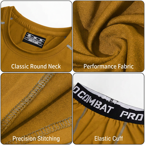MERITORIOUS INTERNATIONAL <b>Men's</b> Summer <b>Yellow</b> Long Sleeve Gym <b>Shirt</b> Pants Set Sporty Geometric Pattern Quick-Dry Knitted Spandex - Product Image 5