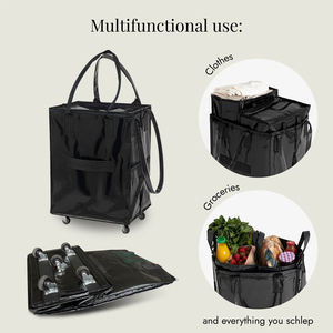 Bolsa de la compra con ruedas plegable personalizada Mango de plástico ecológico Bolsa de la compra de gran capacidad Carro de comestibles con ruedas - Product Image 4