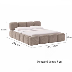 <span class=keywords><strong>Lit</strong></span> <span class=keywords><strong>king</strong></span> <span class=keywords><strong>size</strong></span> en tissu minimaliste moderne, chambre à coucher haut de gamme, cadre en bois couleur crème élégant et doux, <span class=keywords><strong>lit</strong></span> queen <span class=keywords><strong>size</strong></span> - Product Image 4