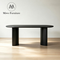 Bureau de direction moderne pour la maison et le bureau, table d'écriture et de jeu pour ordinateur, bureau de réception ovale en bois noir