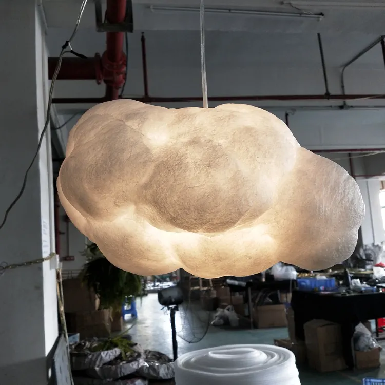 Lámpara colgante de nube blanca para comedor, luz de araña moderna de Material polimérico, color blanco