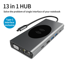 13 trong 1 loại C Docking Station hỗ trợ truyền dữ liệu HDMI 4K PD và không dây sạc VGA RJ45 âm thanh SD TF <span class=keywords><strong>USB</strong></span> <span class=keywords><strong>Hub</strong></span> - Product Image 2