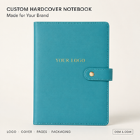 Carnet A5 personnalisé avec logo, couverture en cuir PU, fermeture à bouton-pression, couverture souple rembourrée, journal minimaliste, cadeau, papeterie en gros, cahier