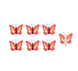 庭の装飾/イースタープロモーションギフト用のクリップに蝶/カラフルな蝶のパッチが付いたイースターミニ木製工芸品ペグ