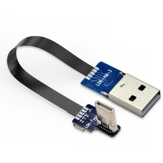 AM USB male to Type-C male left right bend connector for pcb data transmission Charging camera flexible cable A3-C4 adapter