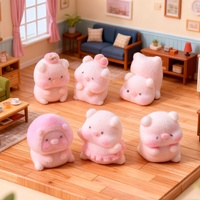 Populaire 3D harsfiguren met flocking, hars ornamenten, schattige gevlokte camping varkens, hars accessoires, flocking hars dieren, hars charms