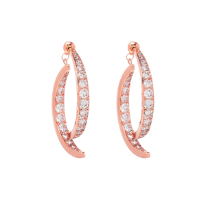 Orecchini a Cerchio E2198 in Oro Rosa con Cristalli e Strass, Incastonatura a Canale, Lussuosi per Uso Quotidiano Femminile - Product Image 1