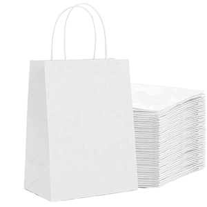 Sacchetti di Carta Kraft Riciclata Bianchi Piccoli <span class=keywords><strong>Aston</strong></span> YS con Manici a Patch per Promozioni e Imballaggio Alimentare - Stampa Digitale Rotocalco Personalizzata - Product Image 3