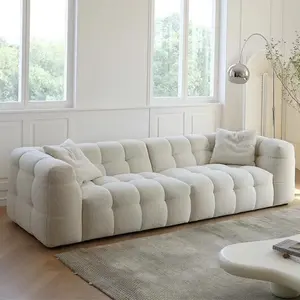 Cream-style cotton candy sofa set living room furniture modern sofa minimalism soft white lamb wool fabric sofa