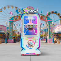 Machine à poupées en métal avec support en anglais, fonctionnant à pièces