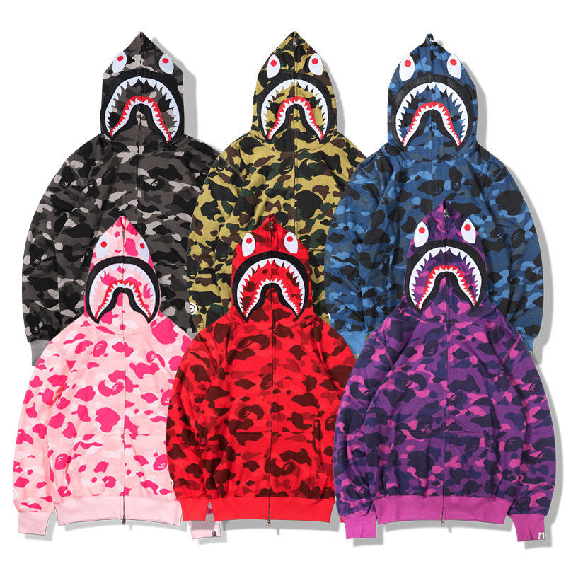 bape shark full zip double moletom com capuz