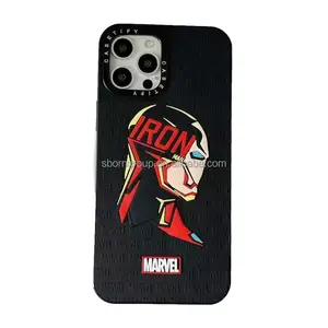 Casing ponsel bermerek, untuk iPhone 14 15 Pro Max Plus casing kustom casing silikon Marvel Captain America