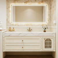 Meuble sous-vasque blanc classique en bois pour salle de bain, idéal pour projets hôteliers, avec vasque intégrée, fabrication OEM/ODM sur mesure