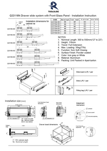 Q33116-IN nhà bếp mềm đóng Ngăn kéo trượt hệ thống h116mm mỏng đôi bức tường gắn kết loạt sơn tĩnh điện cho kính & nhôm phía trước - Product Image 2