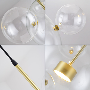 <span class=keywords><strong>Luminaire</strong></span> décoratif nordique moderne en or pour la maison, suspension boule de verre créative pour salon et table à manger - Product Image 6