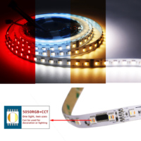 Tira de Luces LED Flexibles de Cobre SMD5050, 6000K, DMX, Direccionables, DC24V, RGBW, Programables, Iluminación de Paisaje, IP68, Impermeables, USB