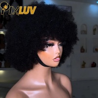 Perruques Courtes Pixie Cut Bouclées Kinky en Cheveux Humains pour Femmes Noires, Perruques Sans Colle en Cheveux Humains Naturels Vietnamiens, Perruques Bob