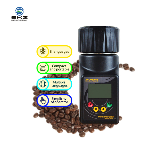 SKZ111B-2 PRO Digital LCD 8-language Coffee Cocoa Bean Rice Bran Grain Humidity Moisture Meter Tester Analyzer for Farmers