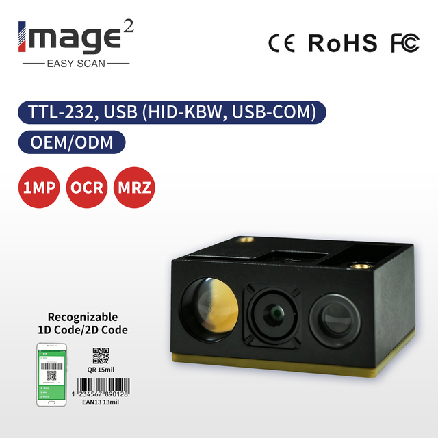 KM100-OCR Compact Scanning Engine 1280x800 Resolution 200 Scans/Second Supports Barcode/QR Code/MRZ OCR USB/COM Interfaces Stock