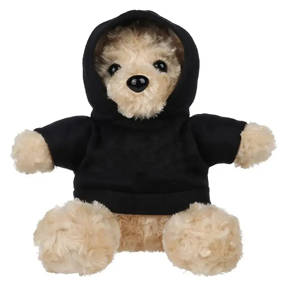 Urso de pelúcia com logo ce padrão, camiseta de pelúcia com capuz, brinquedo de pelúcia, macia e barata, nomes de urso de pelúcia