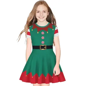 Santa Claus Dress Xmas Tutu Dress Fancy Dress Up Kids Girls Christmas Elf Costume