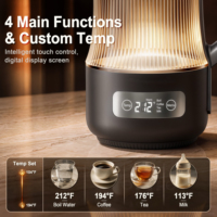 Bouilloire électrique pliable en verre intelligent 1,6 L avec maintien au chaud 12h et température réglable pour la préparation de boissons à domicile