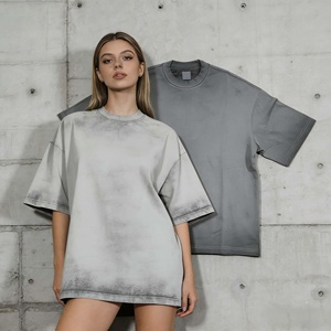 Custom Street Style 100% Cotton Knitted Letter Blank Sun Faded <b>Drop</b> Shoulder Vintage <b>Acid</b> Wash Eco-Friendly Heavyweight T-shirt - Product Image 2