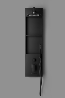 Panneau de douche en acier inoxydable 304 noir mat avec double niche de douche intégrée et éclairage LED