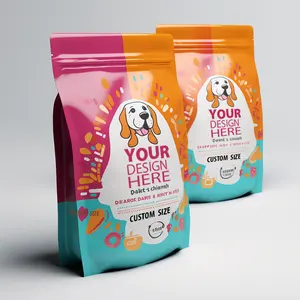Stand Up Pouch Heat Seal Flat Bottom Resealable Pet Food Packaging Side Gusset Bag Dog Pet Food Packaging Bag