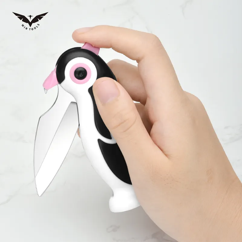 Durable Fruit Knife Multi-purpose Penguin Design Paring Knife Stainless Steel Pocket Folding Knife With Bottle Opener With Screw