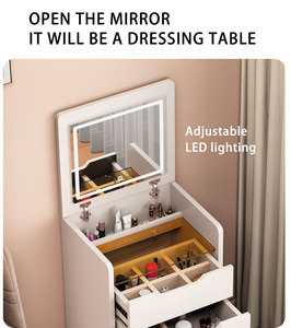 Grands lots blancs bon marché, commode de toilette en bois massif de qualité, coiffeuse de chambre à coucher, table de <span class=keywords><strong>maquillage</strong></span> avec miroir à lumière led - Product Image 3