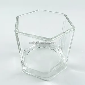 Fabriek Prijs Hoge Kwaliteit 10Oz Clear Hexagon Glas Unieke Kaars Potten Kaars Jar Voor Luxe Kaarsen