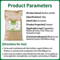 Probiotique agricole Bacillus Subtilis en poudre 25 kg, 100 milliards d'UFC/g, durée de conservation de 24 mois, favorise la nutrition et la croissance saine
