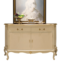 Style français salon intérieur stockage artisanat sculpture sur bois armoire rustique en bois armoire console blanche Vintage