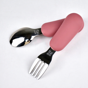 Cuillère et fourchette en silicone et acier inoxydable 316 sans BPA pour bébés et tout-petits, outil d'apprentissage de la diversification alimentaire pour l'alimentation des bébés - Product Image 5