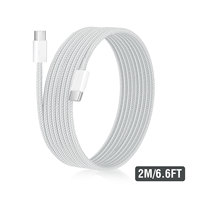 Cable USB-C a USB-C de 2 Metros (6.6 Pies) con Trenzado de Nailon, Carga Rápida de 100W y Transferencia de Datos de 10Gbps para Laptop, iPhone y Samsung, Compatible con Video 4K