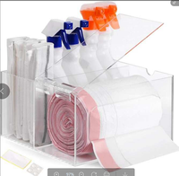 Distributeur de sacs poubelle en acrylique, 2 en 1, grand format, sous l'évier, organisateur de sacs poubelle, support de rangement pour sacs poubelle de cuisine avec couvercle