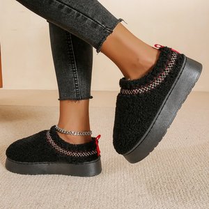 Fashion Thick Sole Open-Toe Half Slippers Women's Winter Fleece-Lined Snow Boots Casual Cotton <b>Shoes</b> - Product Image 5