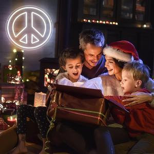 Panneau lumineux LED « Peace » à intensité variable, décoration murale <span class=keywords><strong>hippie</strong></span> pour salle de jeux, bar, cave d'homme, 14,00 x 13,27 pouces, décoration murale - Product Image 4