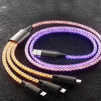 UC019 Led colorido Universal 3 en 1 Cable Usb 3A carga rápida Usb C Cable para cargador de teléfono productos de tendencia 2026 recién llegados