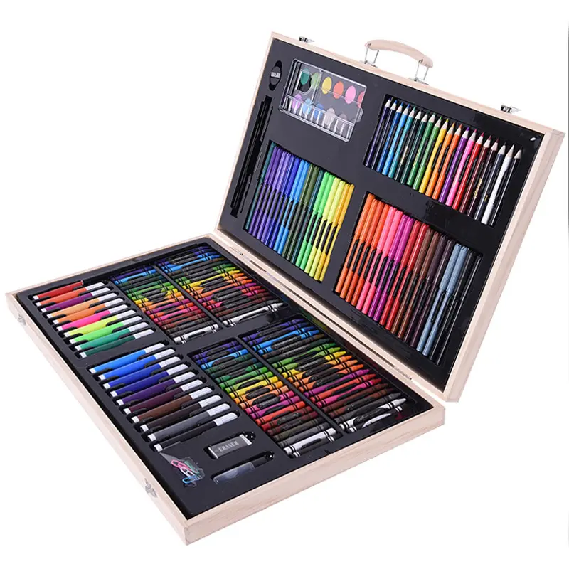 150 Buah Pensil Warna Set Pensil Seni Larut Air Profesional Set Seni Menggambar Pensil Warna dengan Kotak