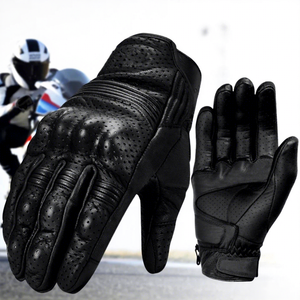 Gants de conduite unisexes en cuir à doigts entiers, respirants, perforés, avec sangle de poignet réglable, toutes saisons - Product Image 2