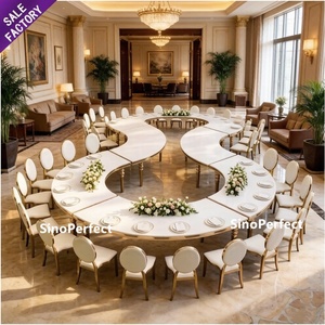 Meubles en métal marbré Table de mariage minimaliste en acier inoxydable avec pleine lune pour meubles de maison - Product Image 1