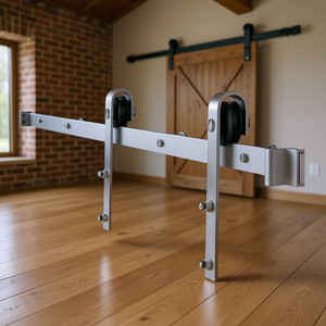 Kit de herrajes para puerta corredera plateada de 6.6 pies para puertas interiores individuales, estilo rústico, operación manual, uso en el hogar u oficina - Product Image 2