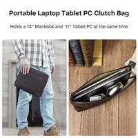 Pochette pour ordinateur portable en cuir véritable personnalisée de 14.2 pouces pour hommes avec dragonne détachable sac mince moderne décontracté simple pour tablette pour hommes