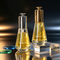Flacon compte-gouttes de luxe en verre transparent de 1 oz avec estampage doré, 45 ml/30 ml, anti-fuite, vide, pour huiles essentielles avec compte-gouttes à pression